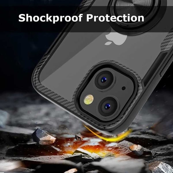 iPhone 12 Käytännöllinen iskunkestävä kotelo sormustelineellä V4