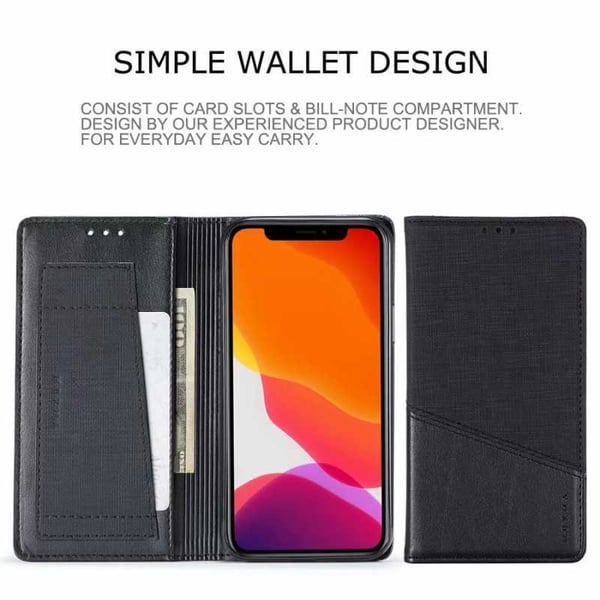 Tyylikäs iPhone 12 -kuori PU-nahkaa ja RFID-esto