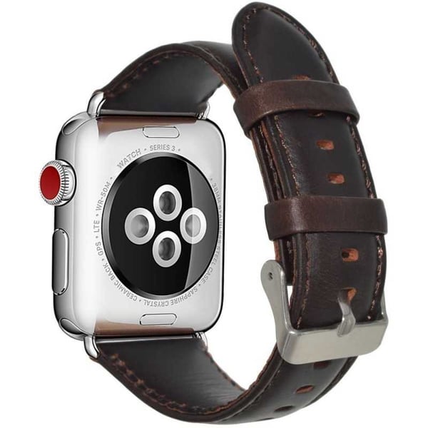Apple Watch Series 6 44 mm tyylikäs nahkaranneke - tummanruskea