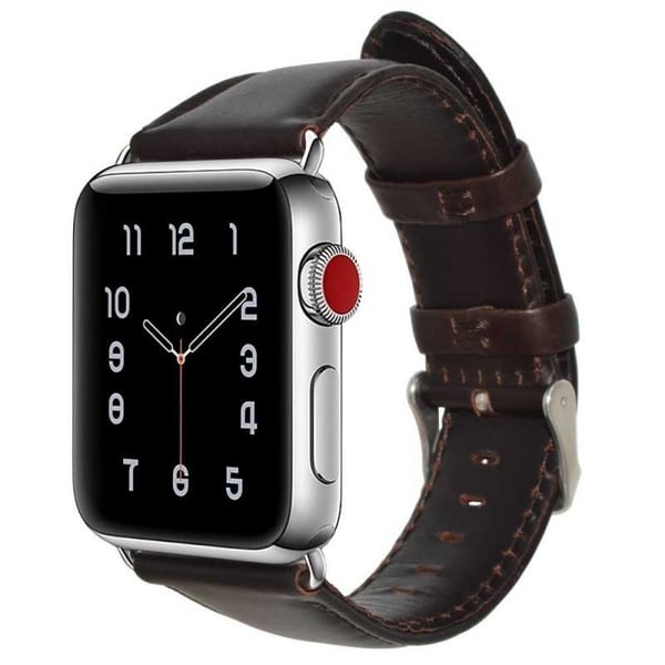 Apple Watch SE 44mm Stilren Läderarmband - Mörkbrun