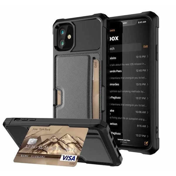iPhone 12 Mini iskunkestävä kotelo korttipaikalla Solid V2