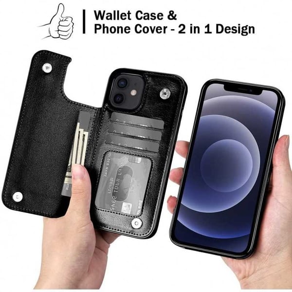 iPhone 12 Mini Iskunkestävä kotelo, 3-taskuinen Flippr-korttipidike