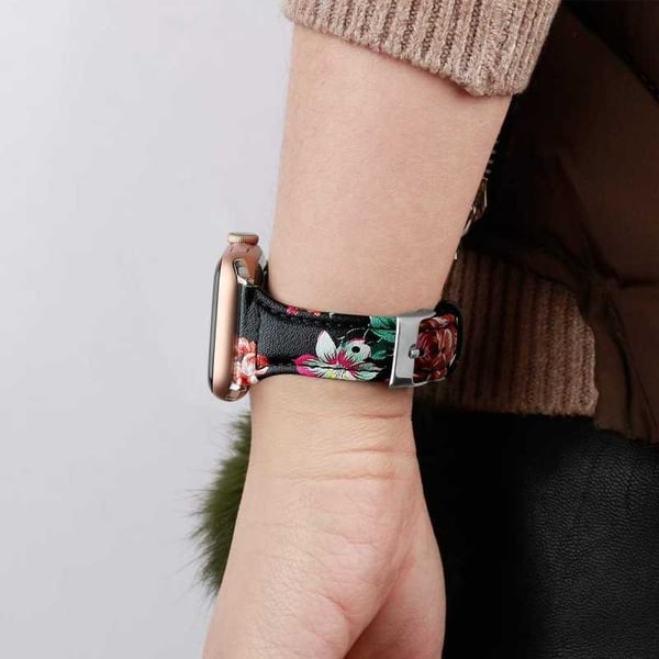 Apple Watch 40 mm / 38 mm tyylikäs nahkaranneke Mercy Flower