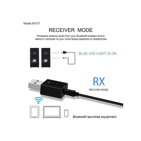 Bluetooth 5.0 lähetin/vastaanotin sovitin AUX 3.5mm