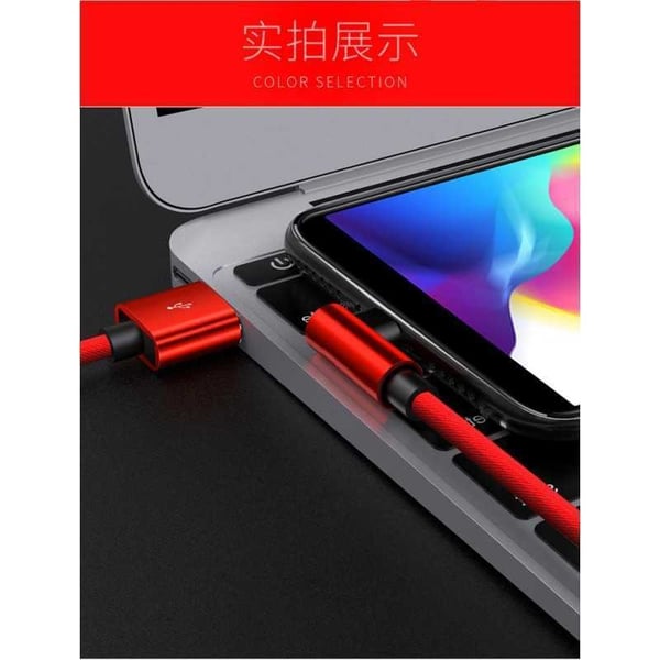 2m Slitstark Flätad Metallic USB-C Kabel Quick Charge 3.0