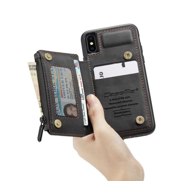 iPhone XS Max Cover -korttipidike ja vetoketju 4-POCKET CaseMe Flippr
