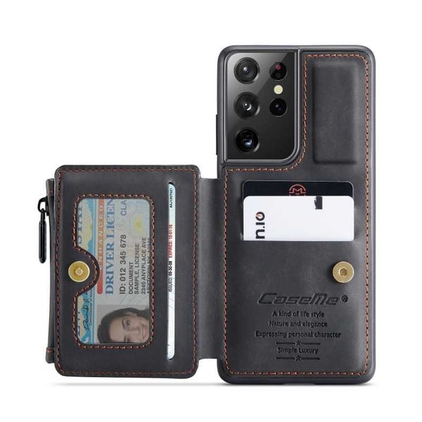 Samsung S21 Ultra Cover -korttipidike ja vetoketju 4-PACK CaseMe Flippr