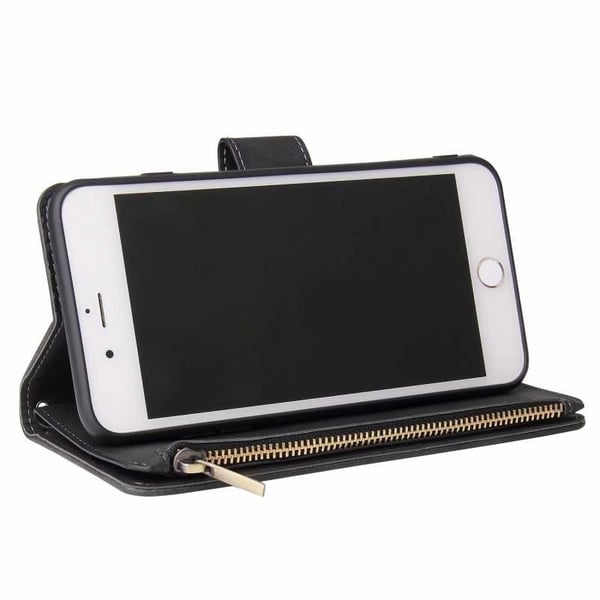 iPhone 7 Plus / 8 Plus monitoiminen lompakkokotelo, vetoketjullinen 8 tasku