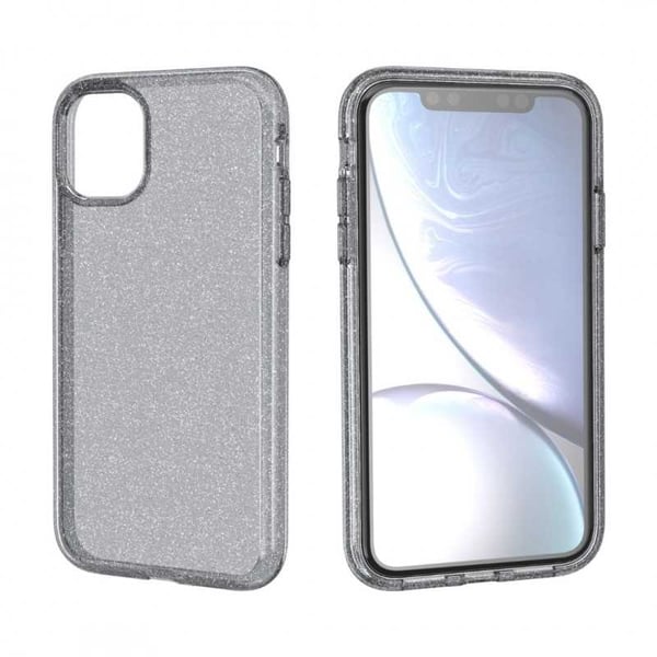 iPhone 11:n iskuja vaimentava matkapuhelinkotelo kimaltelevan musta
