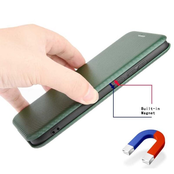 iPhone X / XS Flip Case -korttipaikka CarbonDreams Green