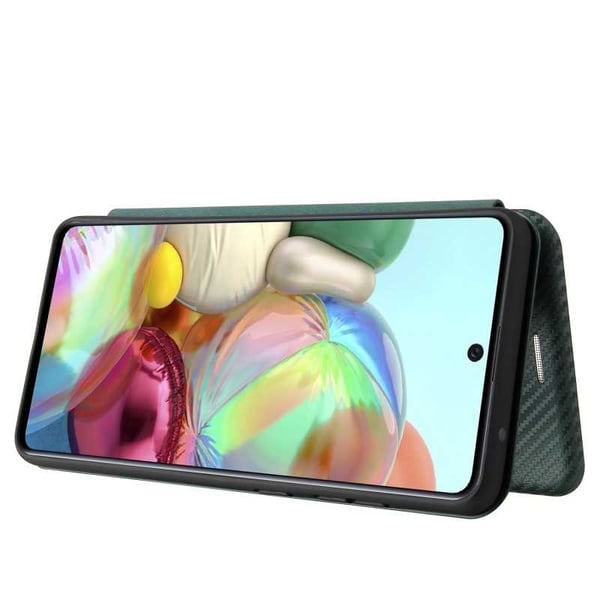 Samsung A72 5G Flip Case -korttipaikka CarbonDreams Green