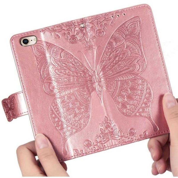 iPhone 6S/7/8/SE 2020&2022 Plånboksfodral PU-Läder 4-FACK Motiv Fjäril