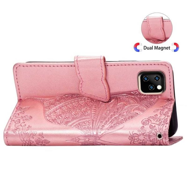 iPhone 11 Pro -lompakkokotelo PU-nahkainen 4-POCKET Motif Butterfly