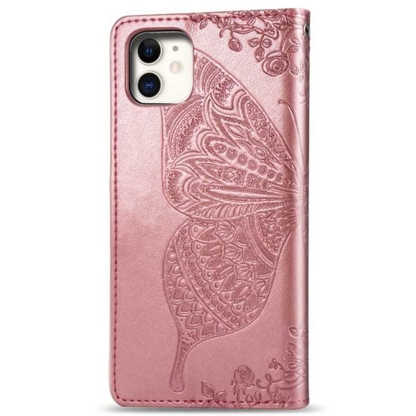iPhone 12 Mini-lompakkokotelo PU-nahkainen 4-TASKUN motiiviperhonen