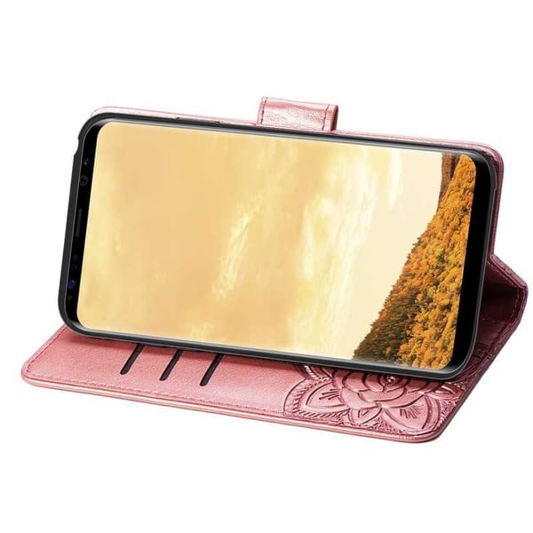 Samsung S9 -lompakkokotelo, PU-nahkainen 4-taskuinen perhonen