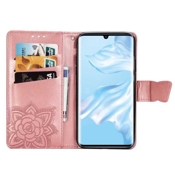 Huawei P30 Pro lompakkokotelo PU-nahkainen 4-taskuinen perhonen