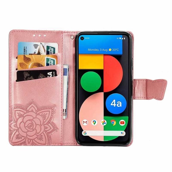 Google Pixel 5 Wallet Case PU-nahkainen 4-POCKET Motif Butterfly