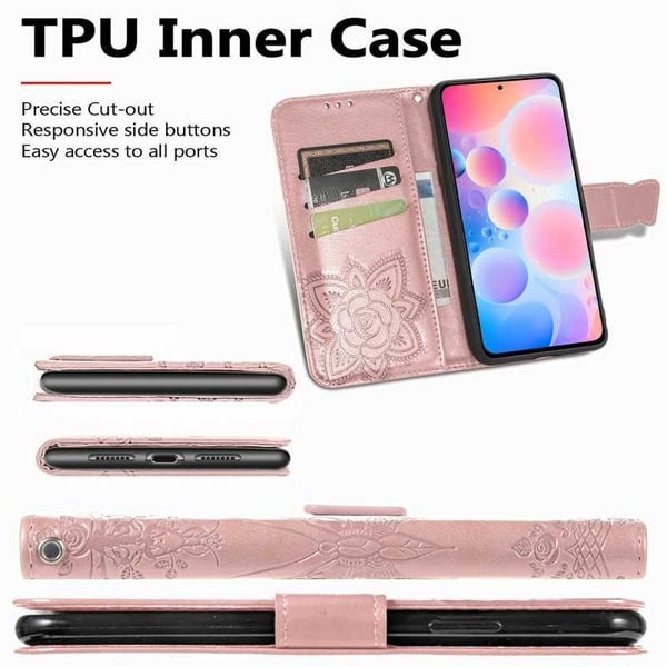 Xiaomi Mi 11i -lompakkokotelo, PU-nahkainen 4-TASKUN Motif Butterfly