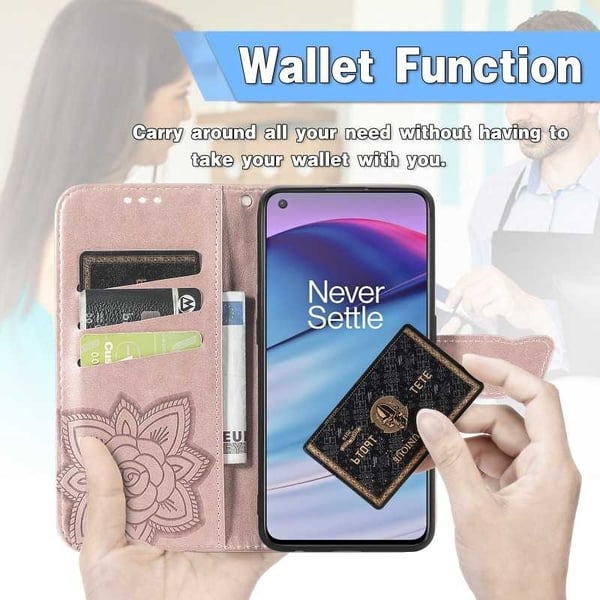OnePlus Nord CE 5G lompakkokotelo PU-nahkainen 4-POCKET Motif Butterfly