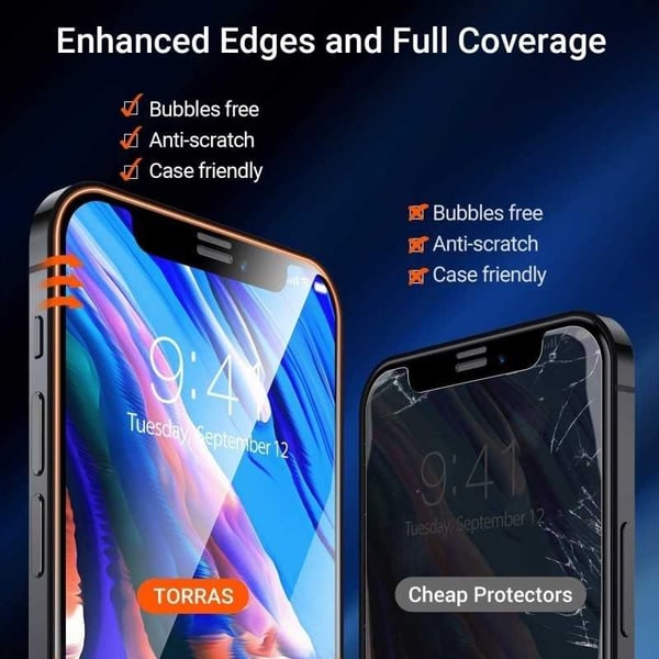 2-PACK iPhone 13 FullFrame 0,26 mm 9H karkaistu lasi