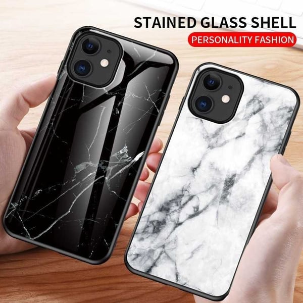 iPhone 13 Pro Marble Shell 9H karkaistu lasi tausta Glassback V2