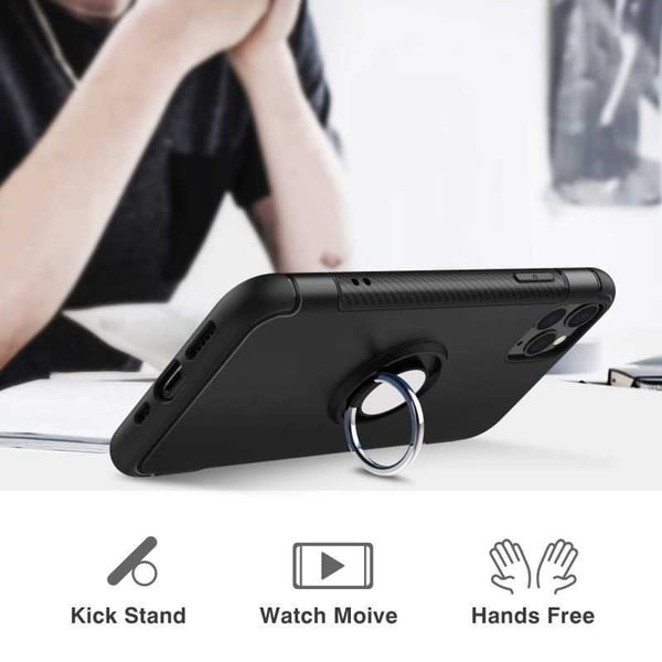 Käytännöllinen iskunkestävä iPhone 13 Pro Max -kuori sormustelineellä V2