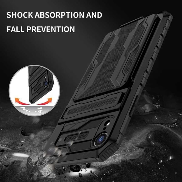 iPhone XR Iskunkestävä kansi Jalusta ja korttipaikka ThinArmor V3