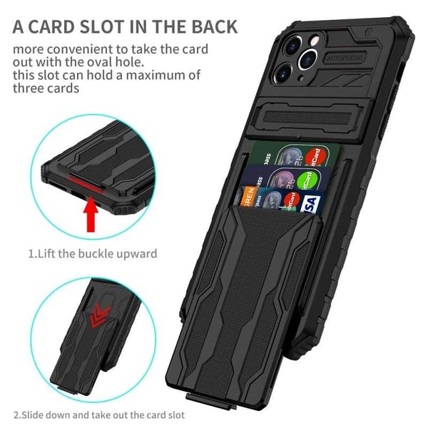 iPhone 11 Pro Max Iskunkestävä kansi Jalusta ja korttipaikka ThinArmor V3