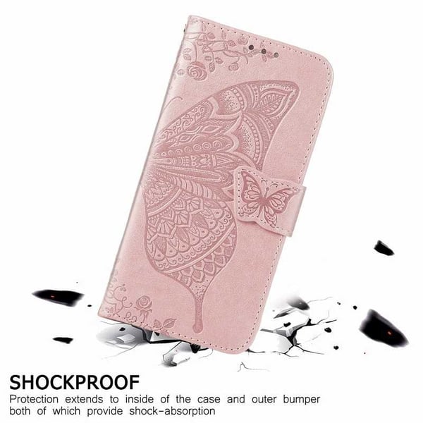 Samsung S22 Plus Plånboksfodral PU-Läder 4-FACK Motiv Fjäril
