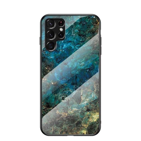 Samsung S22 Ultra Marble Shell 9H Tempered Glass Back Glassback V2