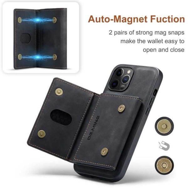 8-FACK iPhone 12 / 12 Pro Stöttåligt Skal med Magnetisk Korthållare DG.MING Detach