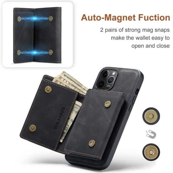 8-FACK iPhone 12 Pro Max Stöttåligt Skal med Magnetisk Korthållare DG.MING Detach