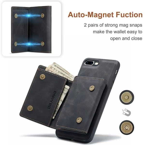 8-FACK iPhone 7 Plus / 8 Plus Stöttåligt Skal med Magnetisk Korthållare DG.MING Detach