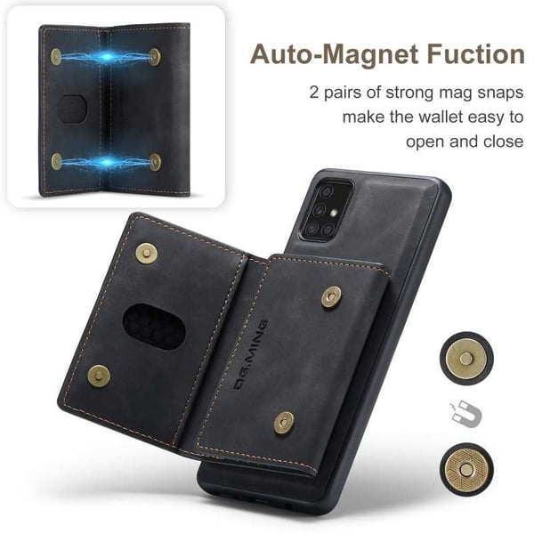 8-FACK Samsung A51 4G Stöttåligt Skal med Magnetisk Korthållare DG.MING Detach