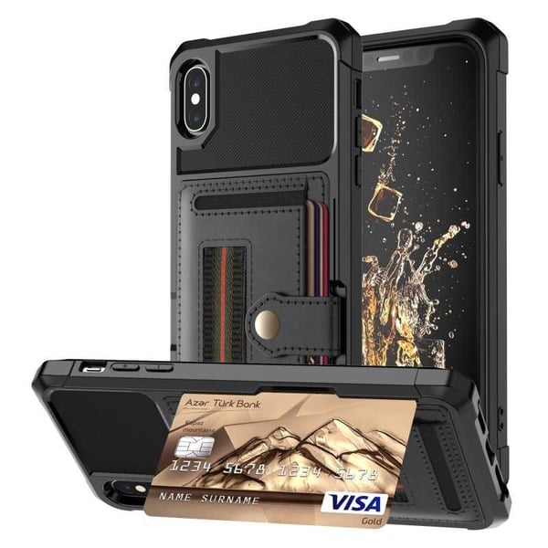 iPhone XS Max Stöttåligt Skal med Kortfack Solid V5