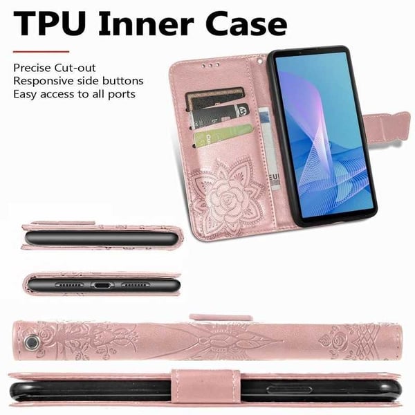 Xperia 10 IV -lompakkokotelo PU-nahkainen 4-taskuinen perhonen
