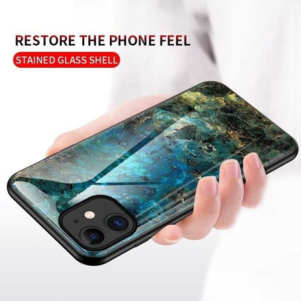 iPhone 14 Pro Marmorikuori 9H Karkaistu lasi Takaosa Glassback V2