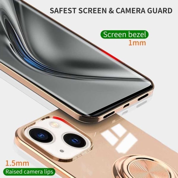 Tyylikäs ja iskunkestävä iPhone 14 -kotelo, jossa on Flawless sormusteline