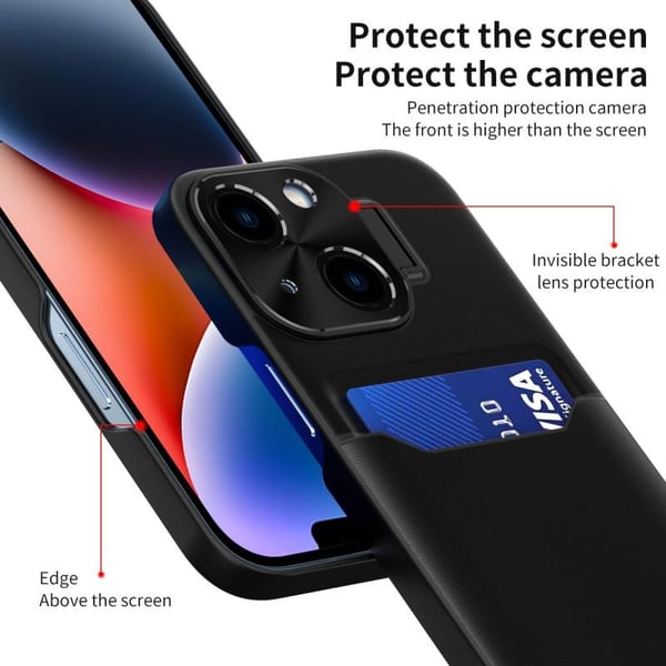iPhone 14 Stötdämpande Skal med Korthållare Glitch