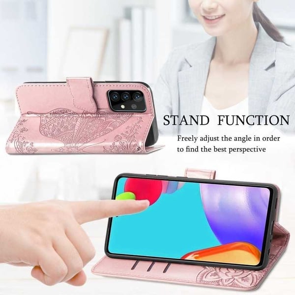 Samsung A23 5G -lompakkokotelo PU-nahkainen 4-TASKUN Motif Butterfly
