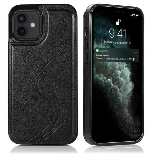 iPhone 12 Mini Stöttåligt Skal Korthållare 3-FACK Flippr V2 Svart