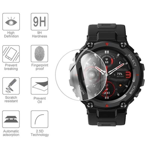 2-PACK Amazfit T-Rex 2 Karkaistu Lasi FullFrame® 3D 0,2mm 9H
