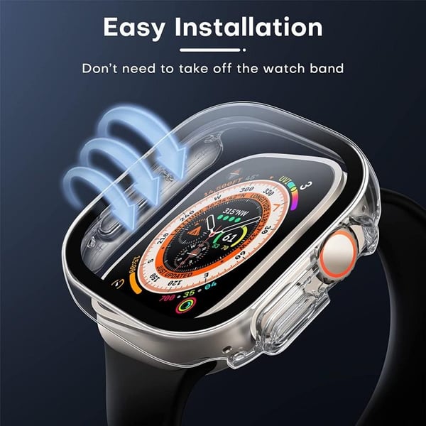 2-PACK Apple Watch 49mm Ultra Stötdämpande Skal 9H Härdat Glas 2in1