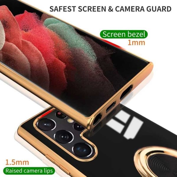 Tyylikäs ja iskunkestävä Samsung S23 Ultra -kotelo, jossa on Flawless sormusteline