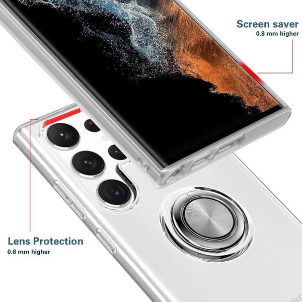 Samsung S23 Ultra iskunkestävä suojus sormustelineellä Fresh