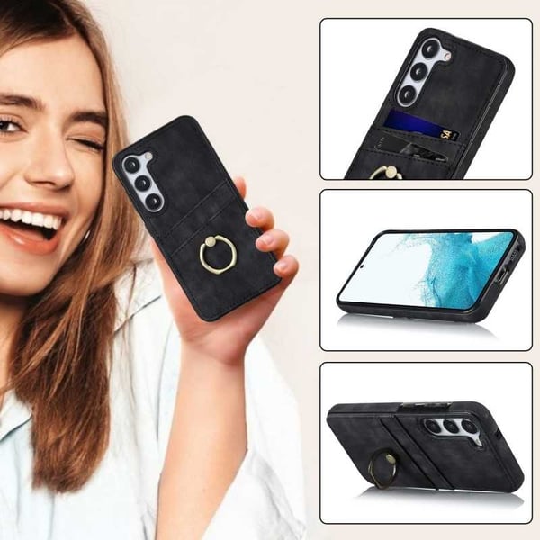 Samsung S23 Plus -matkapuhelimen suojakuori korttitelineellä Retro V4