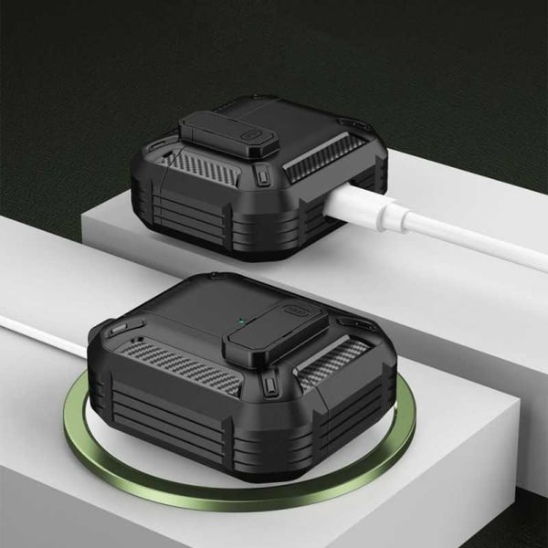 Airpods Pro 2 X-Carbo Iskunkestävä kuori ja Carabiner Nordcell™