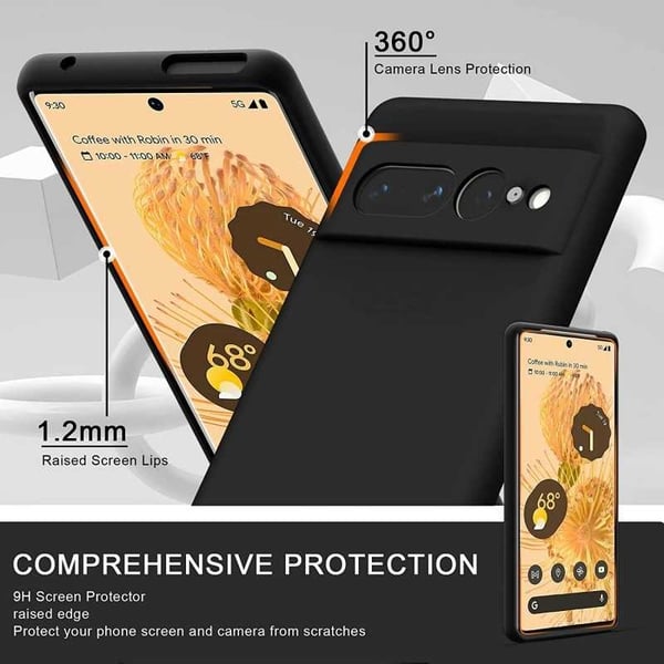 Google Pixel 7A ultraohut pehmeä kuminen mattamusta kansi