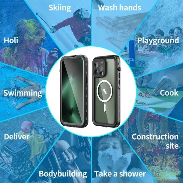 iPhone 15 Pro Max Täysi peittävä vedenpitävä Premium Shell - 2m