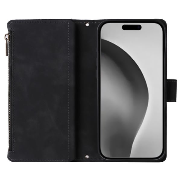 iPhone 15 Pro Max monitoiminen lompakkokotelo, vetoketjullinen 8 taskua
